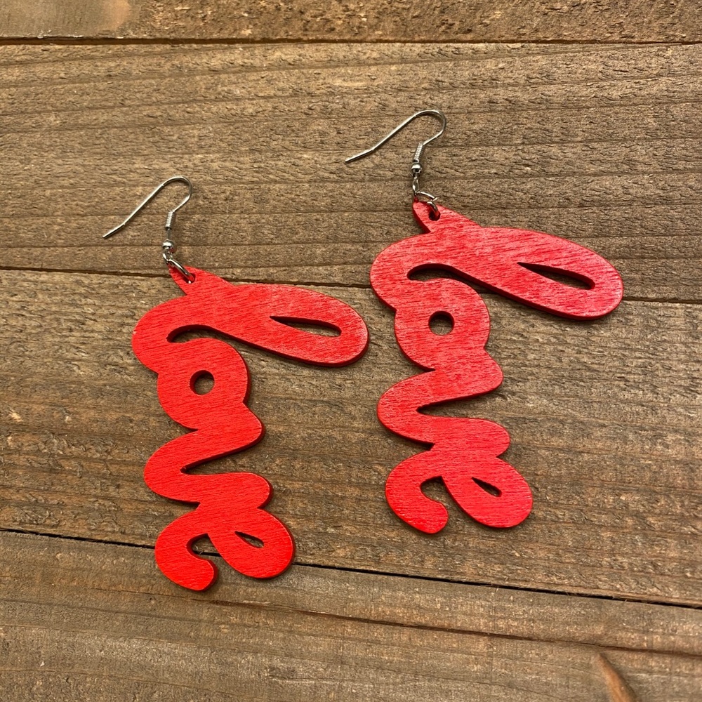 Valentine’s Day earrings- wooden ❤️ love